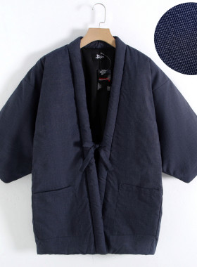 日式秋冬季系带条纹和服保暖