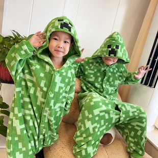 睡袋日单卡通角落物中大童连帽厚珊瑚绒连体衣摇粒绒造型110-150