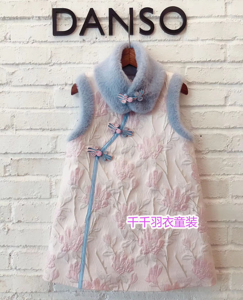 ds品牌童装秋冬女童旗袍连衣裙儿童唐装宝宝中国风拜年服格格礼服