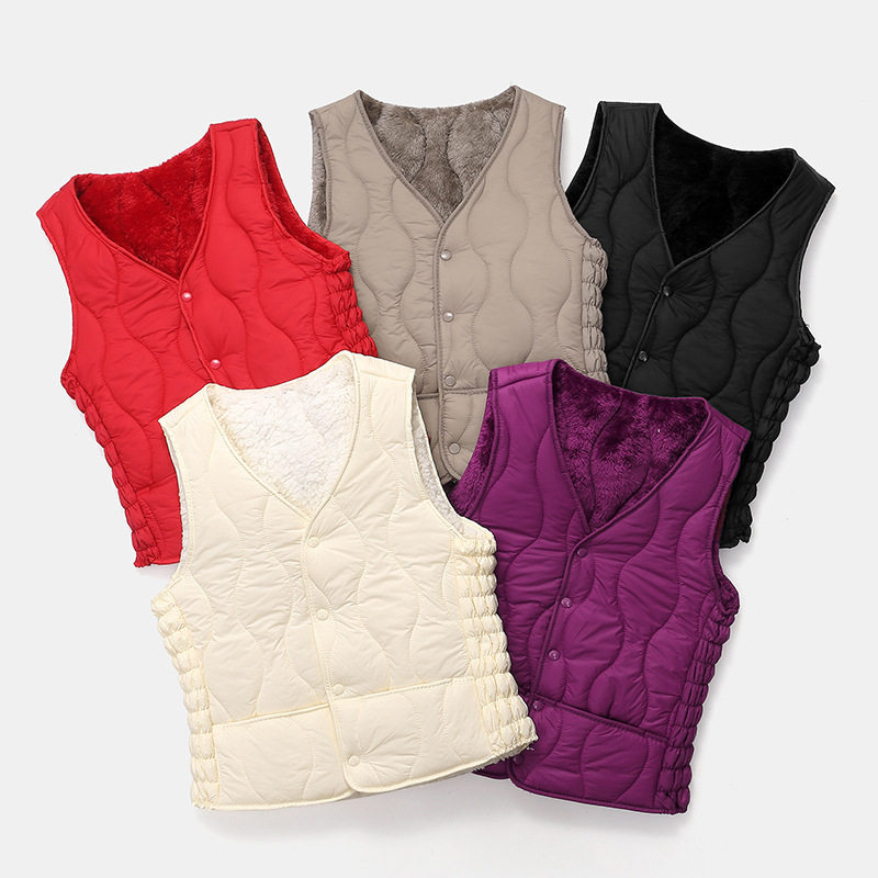 【官网热销】棉马甲女加绒一体棉2024女装保暖纯色大码薄内胆打底