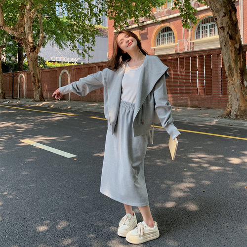 新款连帽拉链卫衣套装女两件套
