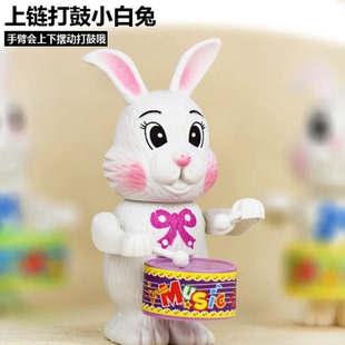 儿童发条兔子打鼓链条上链小象打鼓上弦小猪小狗敲鼓婴儿宝宝玩具