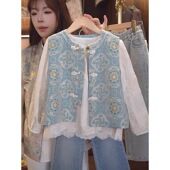 儿童盘扣背心绝美唐装 春秋2026新款 两件套 国风马甲套装 女童新中式