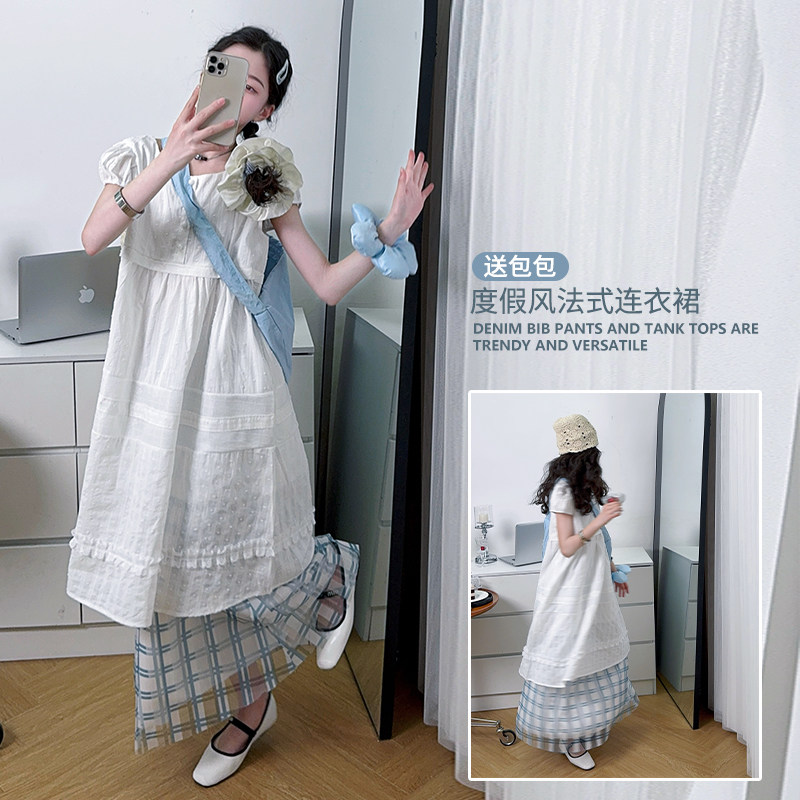 女童连衣裙2025新款儿童夏薄款长款大童公主裙叠穿两件套裙子亲子