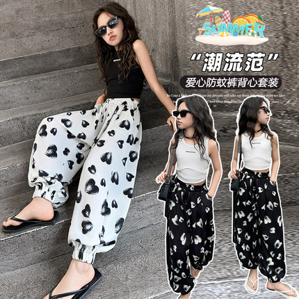 女童裤子夏季薄款儿童防蚊裤洋气休闲夏天冰丝凉凉裤女大童束脚裤