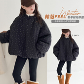 女童棉服冬装 儿童洋气夹棉加厚中大童波点面包服棉袄 外套2025新款