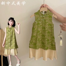国风女童汉服连衣裙夏季2025新款儿童新中式改良旗袍裙复古唐装薄
