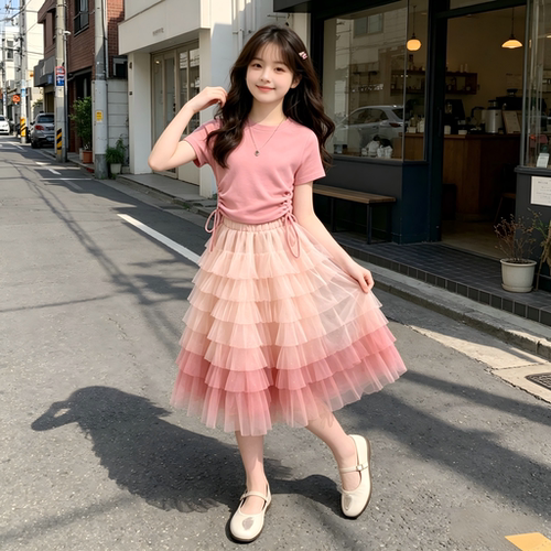 女童裙子夏季蛋糕裙两件套