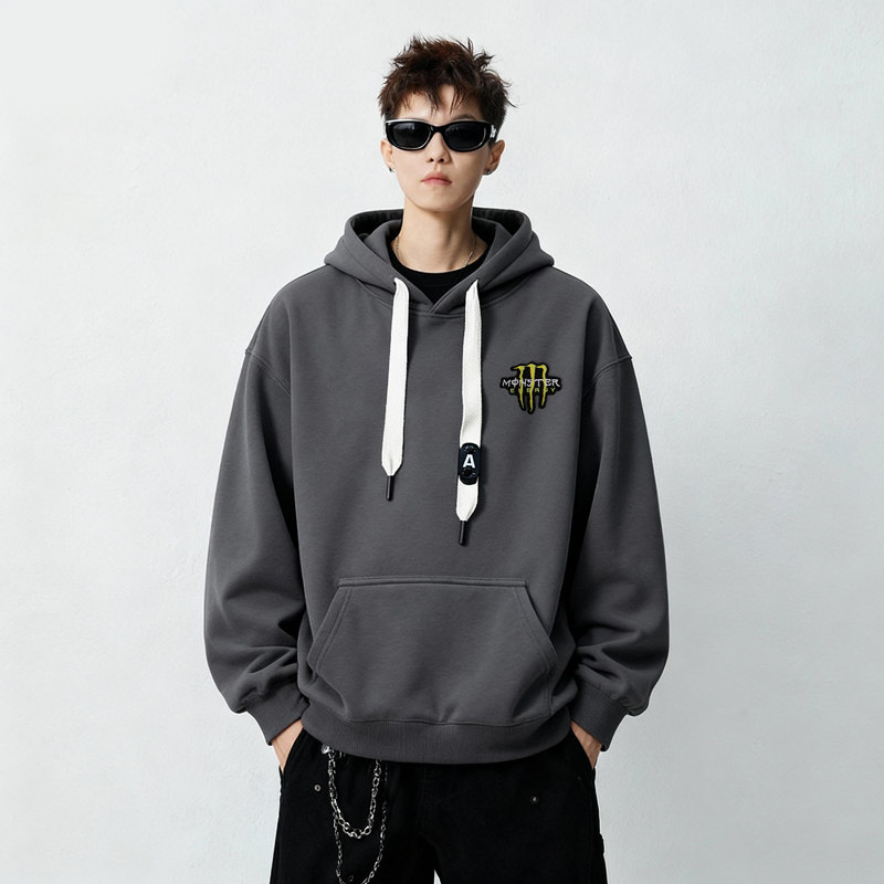 刺绣字母秋季连帽卫衣嘻哈街头潮牌宽松帽衫上衣服AW012P55控75,男装卫衣,星座414A-3（原B215-3）