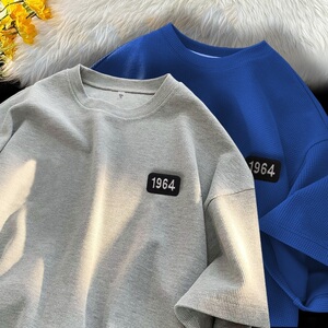华夫格短袖T恤男夏季潮牌潮流ins重磅衣服五分袖HT025 P22 控40图片