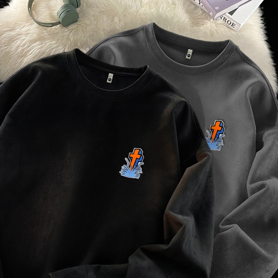 原创情侣装春秋季麂皮绒卫衣男潮牌宽松上衣外套GW099P35控55，女装短外套，星座414A-3（原B215-3）