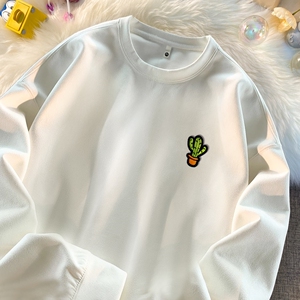 麂皮绒卫衣男士春秋季潮牌宽松青少年圆领复古上衣服GW107P35