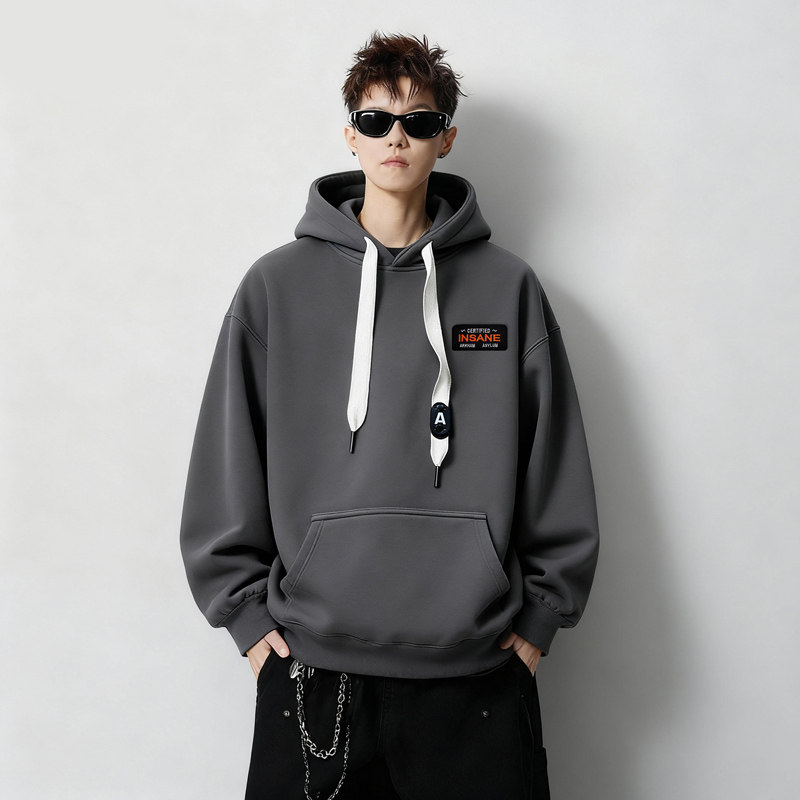 刺绣字母秋季连帽卫衣嘻哈街头潮牌宽松帽衫上衣服AW011P55控75,男装卫衣,星座414A-3（原B215-3）