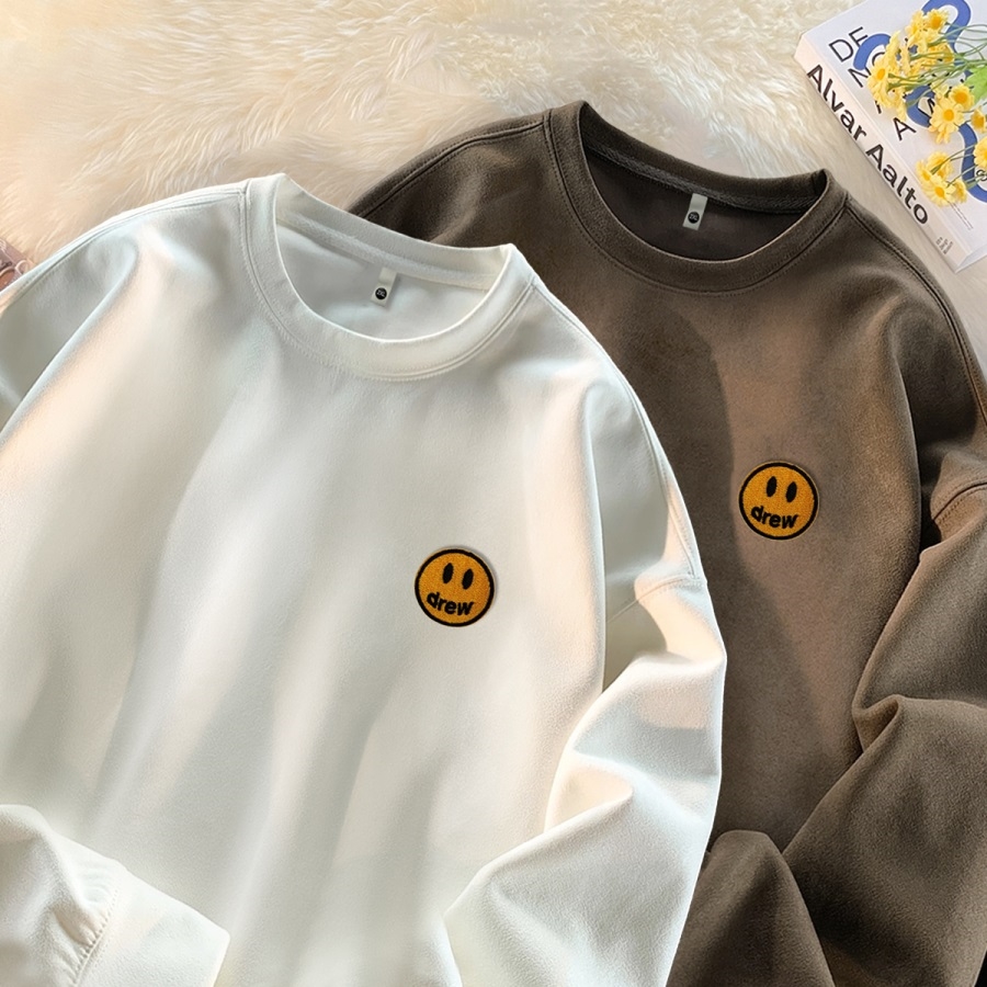 麂皮绒圆领卫衣男春秋季美式重磅宽松大码男装套头GW128P35控50，男装卫衣，星座414A-3（原B215-3）