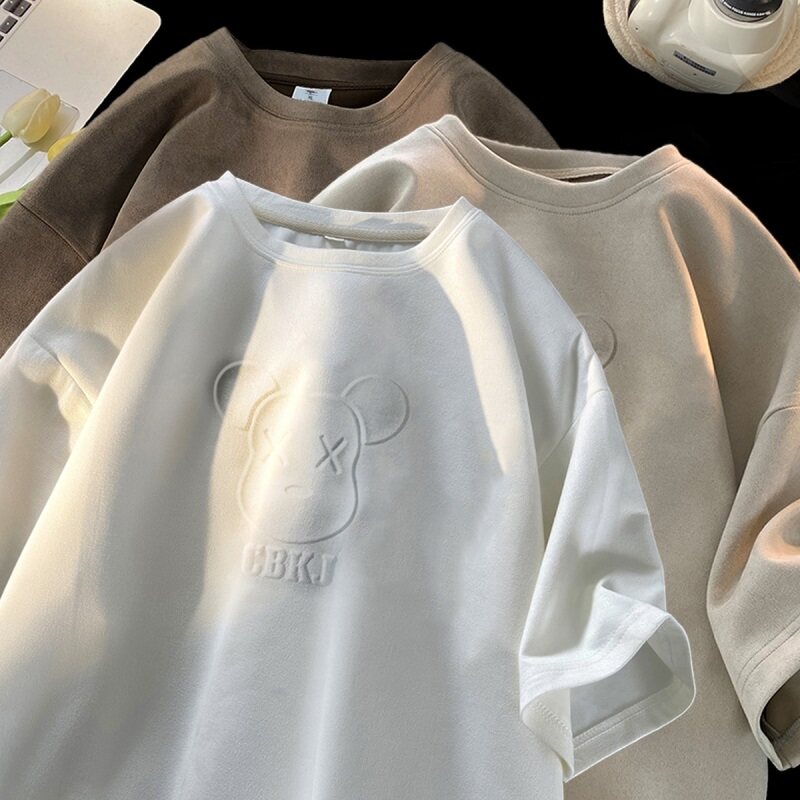 钢印短袖男生潮牌t恤夏季宽松重磅半袖潮流衣服GT601P35控45,男装T恤,星座414A-3（原B215-3）