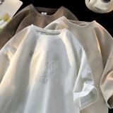 钢印短袖男生潮牌t恤夏季宽松重磅半袖潮流衣服GT601P35控45，男装T恤，星座414A-3（原B215-3）
