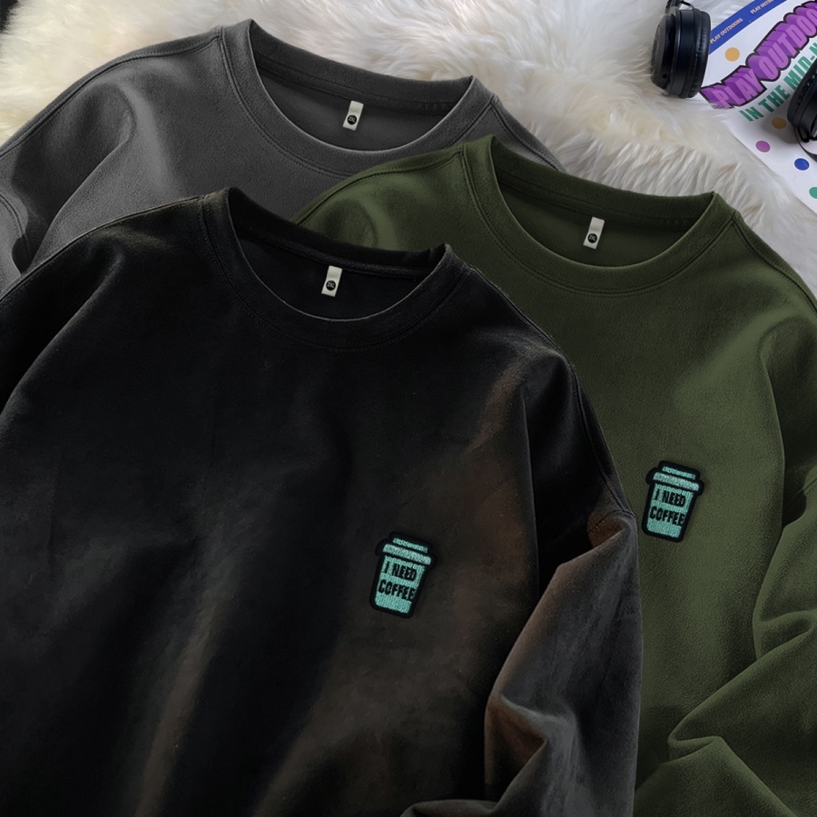 麂皮棕咖色chic卫衣男春秋潮牌重磅硬挺无帽中山GW043P35控55，男装卫衣，星座414A-3（原B215-3）