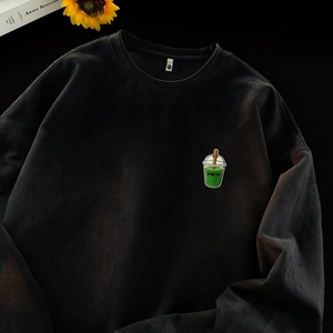 刺绣麂皮绒卫衣男潮牌宽松套头长袖美式休闲上衣服GW156P35控50