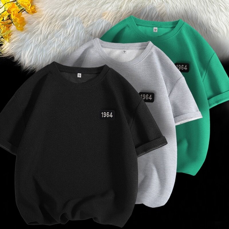 华夫格短袖T恤男夏季潮牌潮流ins重磅衣服五分袖HT025P22控40,男装T恤,星座414A-3（原B215-3）