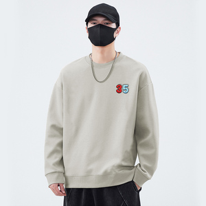 高级感男士重磅圆领长袖卫衣上衣潮牌新款宽松大码男装 YWS35 P38图片