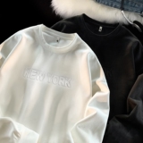 钢印麂皮绒卫衣男复古衣服重磅痞帅高街圆领外套GW609P40控55，男装卫衣，星座414A-3（原B215-3）