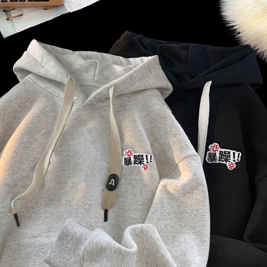 刺绣字母秋季连帽卫衣嘻哈街头潮牌宽松帽衫上衣服AW226P55控75,男装卫衣,星座414A-3（原B215-3）