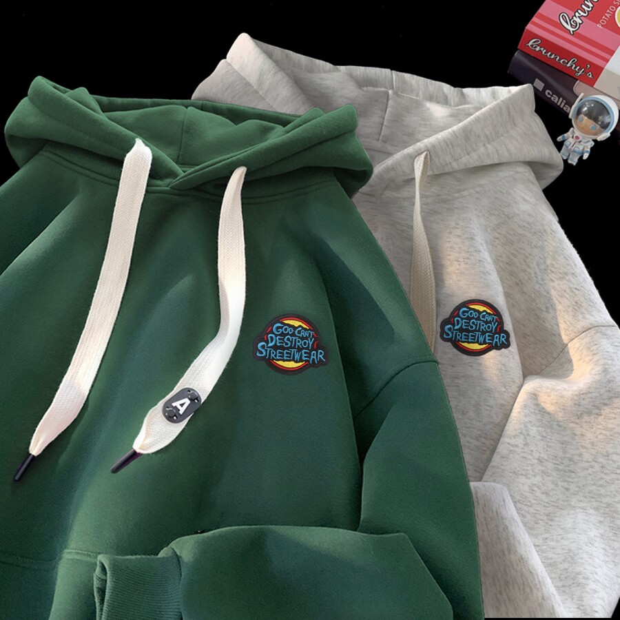 刺绣字母秋季连帽卫衣嘻哈街头潮牌宽松帽衫上衣服AW212P55控75,男装卫衣,星座414A-3（原B215-3）