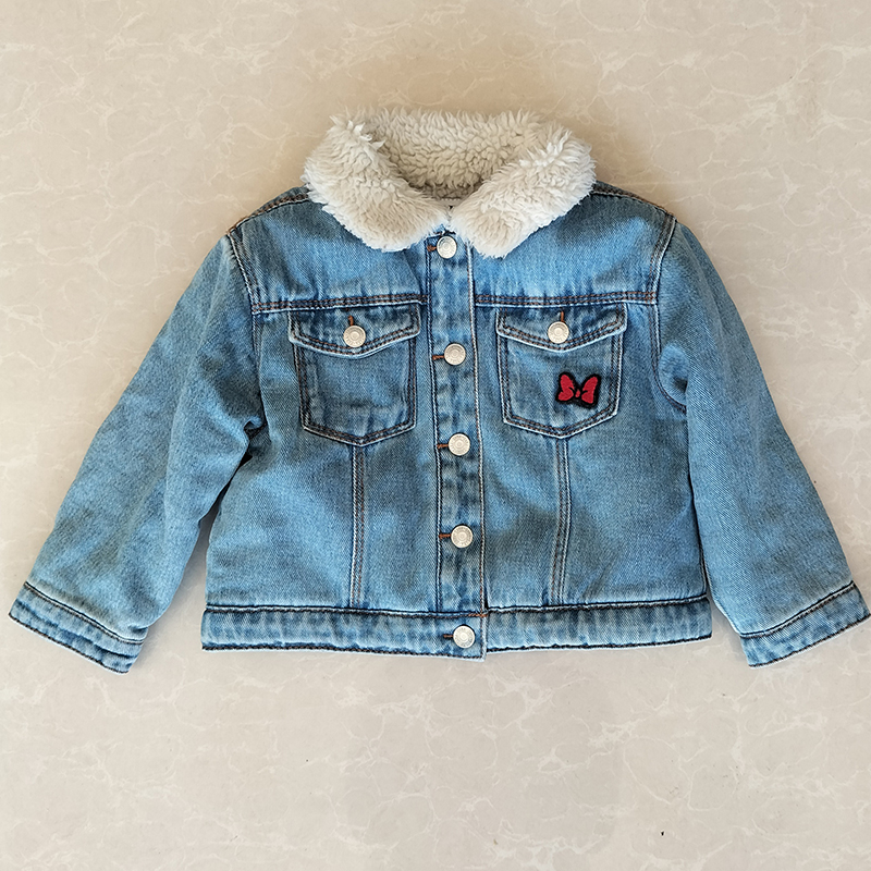 牛仔服卡通刺绣羊羔毛加厚外套女