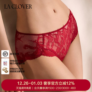 LACLOVER兰卡文仙女系内裤 女蕾丝曼妙花海红色红品本命年LC23SW1