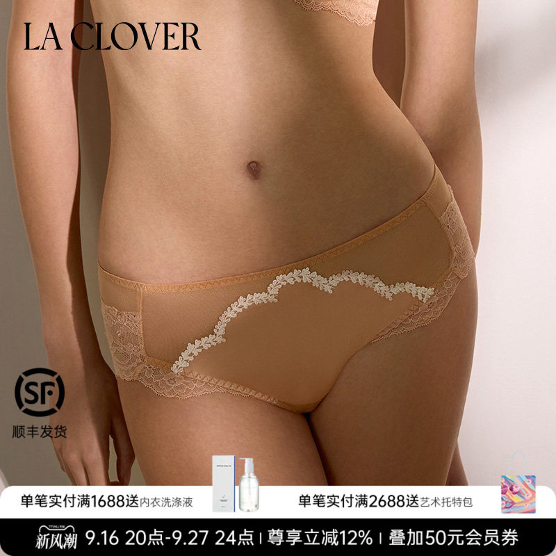 La Clover兰卡文春野初见中腰平角裤蕾丝内裤女士CC23AG1图片