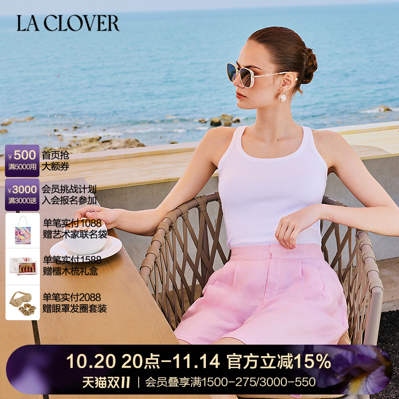 【2025秋季新品】兰卡文LA CLOVER罗纹背心外穿旷野玫瑰CC71AAF1