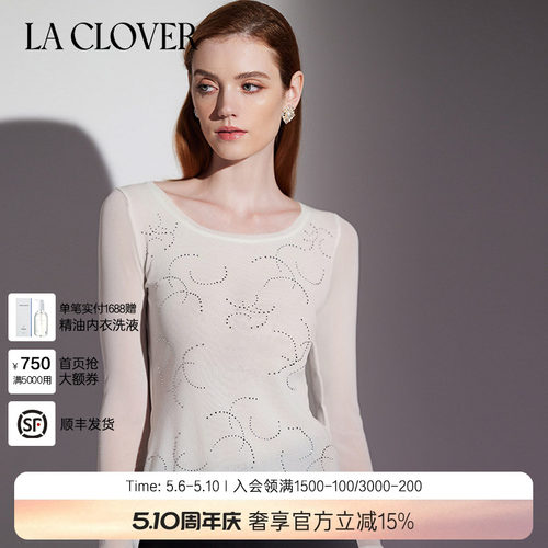 兰卡文网纱长袖上衣LaClover