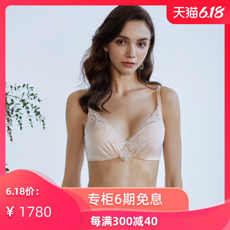 LACLOVER兰卡文新品水晶之恋系列刺绣花片3/4无托模杯文胸LC11MB2