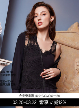 LACLOVER兰卡文清透蕾丝长袖开衫透视外套LC81SD2