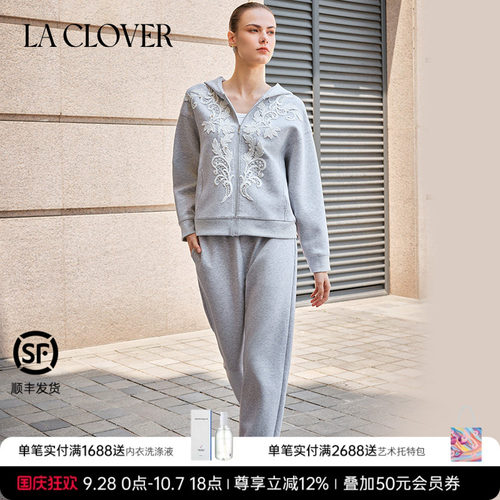 兰卡文LA CLOVER蕾丝拉链开衫套装遇见布拉格LC85AAH1