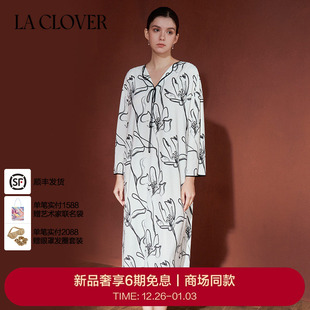 CLOVER 兰卡文 莫代尔印花睡裙睡衣女花韵CC44AAM1 25秋冬