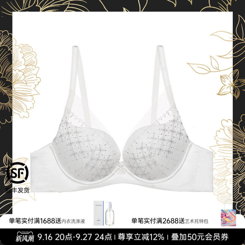 LaClover刺绣网纱小胸显大文胸图片