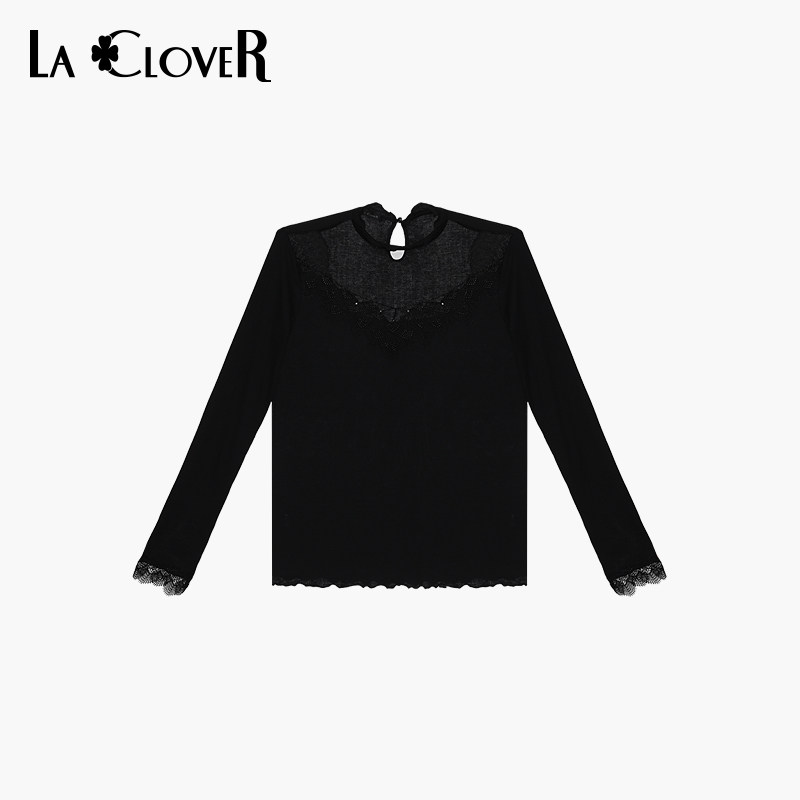 LACLOVER 순수 바람 모달 메쉬 자수 탑 울 따뜻한 겨울 지하실 LC72NF1
