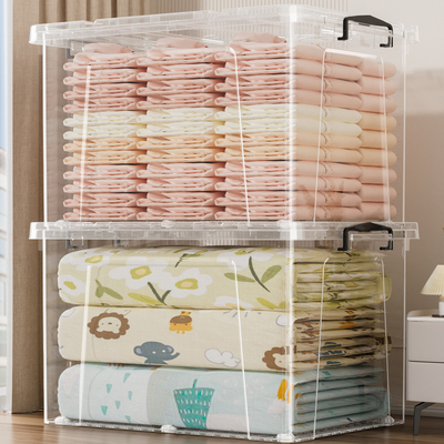 家用防尘防潮大容量透明收纳箱