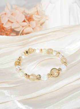 天然水晶手链手串多宝金色