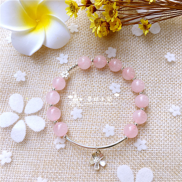 天然粉水晶手链女手串