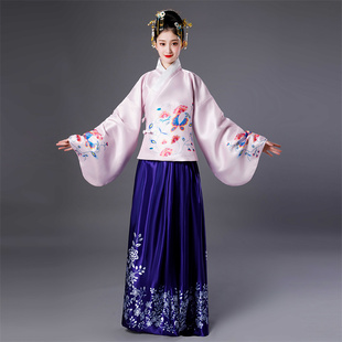 国风交领改良汉服琵琶袖明制袄裙话剧表演演出服定制出租