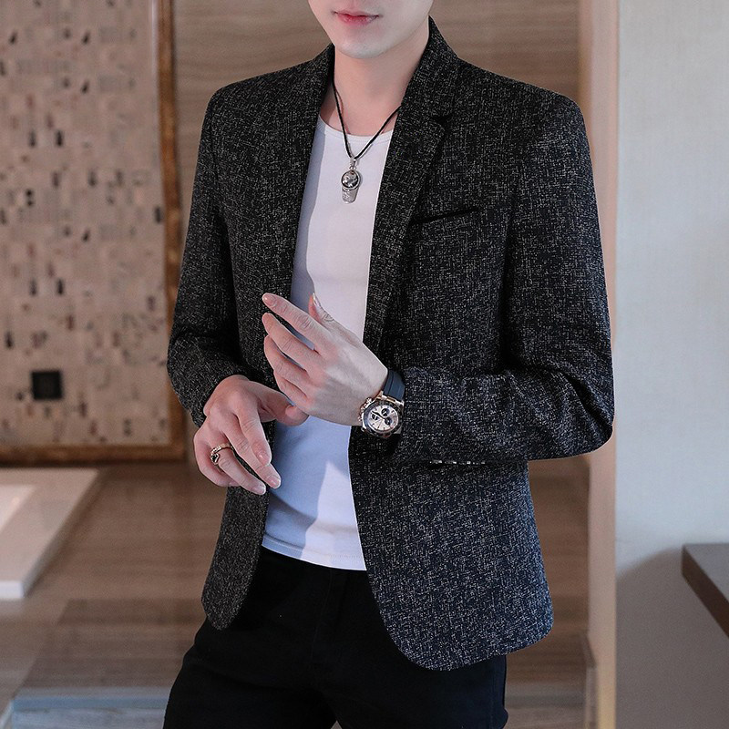 小西装外套男春秋季韩版修身休闲西服时尚青年冬季加绒男士单西wt