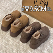 百搭一脚蹬高跟乐福鞋 新款 女2026秋冬季 松糕厚底加绒内增高勃肯鞋