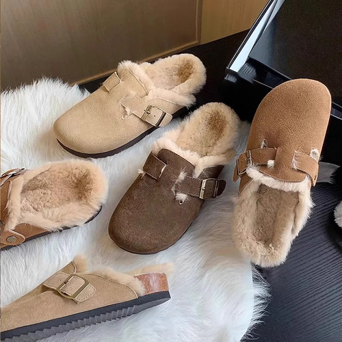 好物推荐~复古毛绒勃肯鞋毛毛鞋