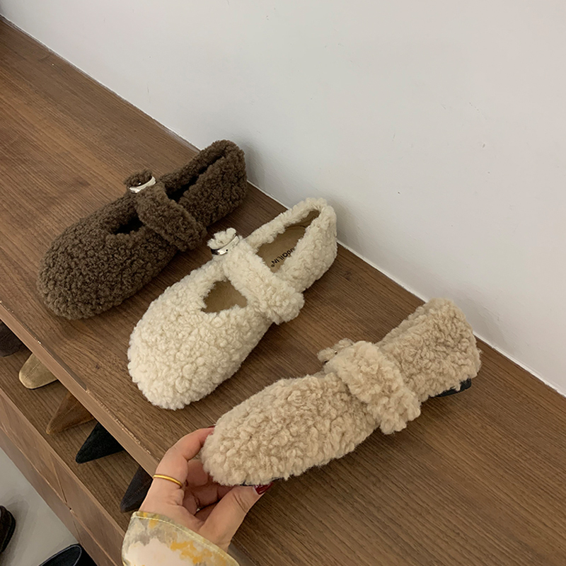 复古包头半拖鞋加绒毛毛鞋女外穿