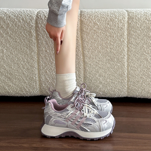女鞋2026春季新款厚底老爹鞋女款网面透气休闲运动鞋百搭阿甘鞋子