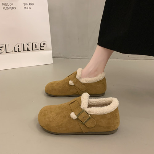 厚底加绒全包勃肯鞋女2025秋冬季