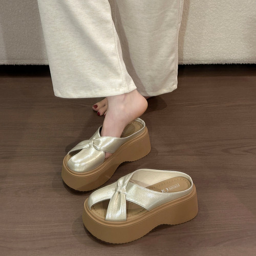 小个子松糕厚底包头半拖鞋女夏