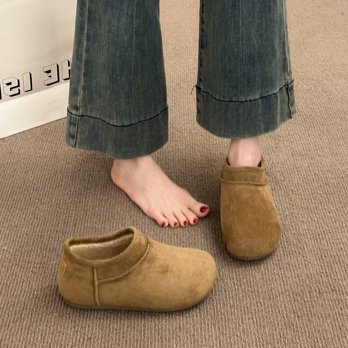 复古小土豆加绒勃肯鞋女2025冬季